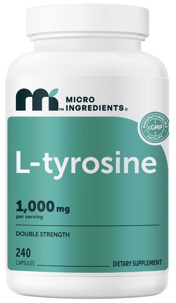 Micro Ingredienti L-tirosina 1.000 mg Per porzione, 240 capsule | Supplemento aminoacido | Non OGM