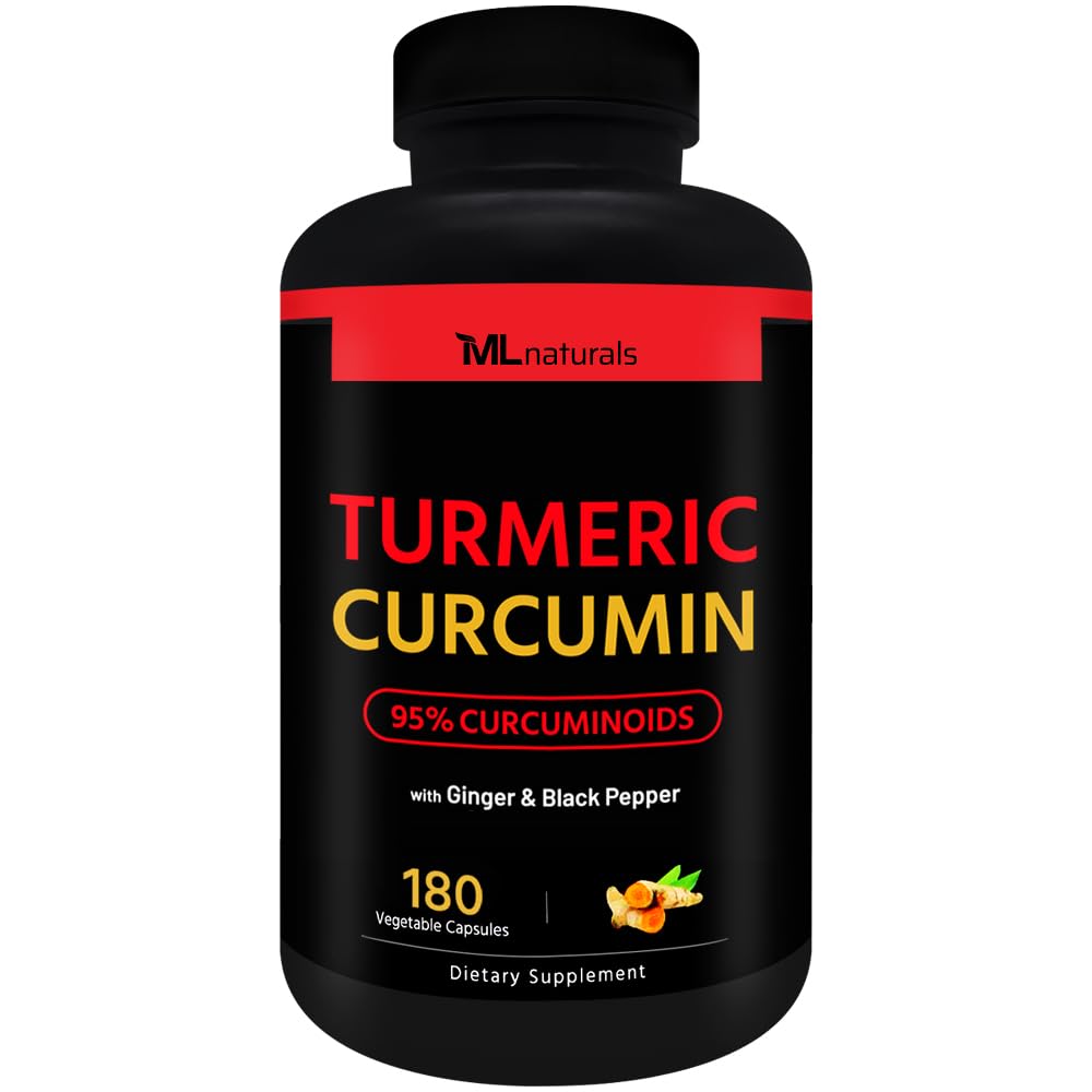 ML naturali curcumina curcuma erboristica organica – 1.800mg, estratto di radice 300mg - 120mg Ginger organico & 15mg Pepe nero (per porzione) - 180 capsule vegetali – Non-GMO