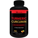 ML naturali curcumina curcuma erboristica organica – 1.800mg, estratto di radice 300mg - 120mg Ginger organico & 15mg Pepe nero (per porzione) - 180 capsule vegetali – Non-GMO