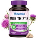 Cardo al latte, 300 mg, Estratto di semi concentrato con 80% Silymarin, Detox per la pulizia del fegato per gli uomini + donne, Una volta al giorno, 90 Caps Veggie
