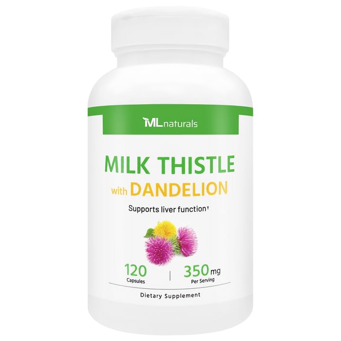 ML Naturals Milk Thistle & Dandelion Extract – 250mg Milk Thistle, 100mg Dandelion Root (Per Serving) 120 capsule
