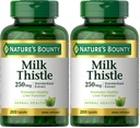 Latte Bounty della natura capsule di cardo, tradizionalmente usato per la salute del fegato, supplemento di erbe, 250 mg per porzione, 200 conte (pacchetto di 2)