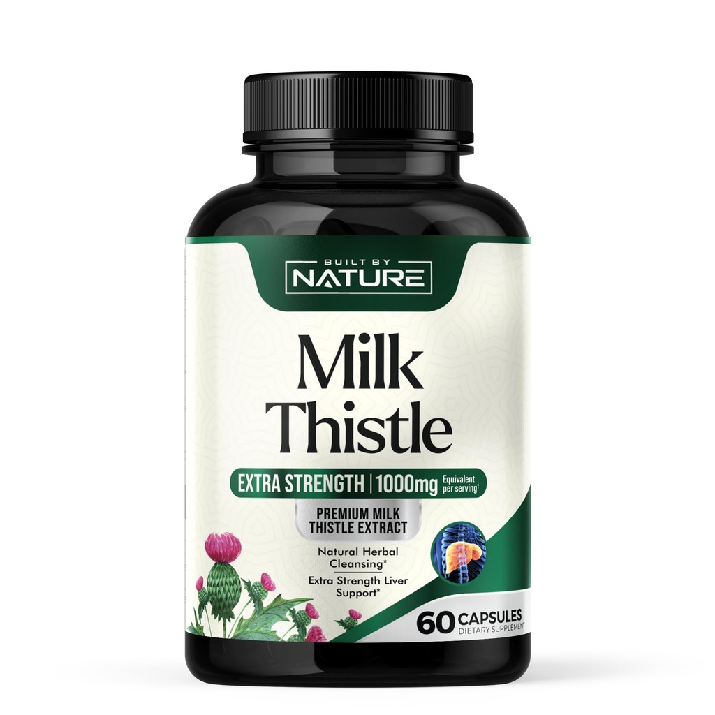 Prodotto da Nature Milk Thistle Liver Detox Integratore con Estratto di Silymarin & Dandelion Root – Detergente Erboreo Gentle per Uomini & Donne - Supporto per la salute del fegato - Non-GMO - 60 capsule vegetali