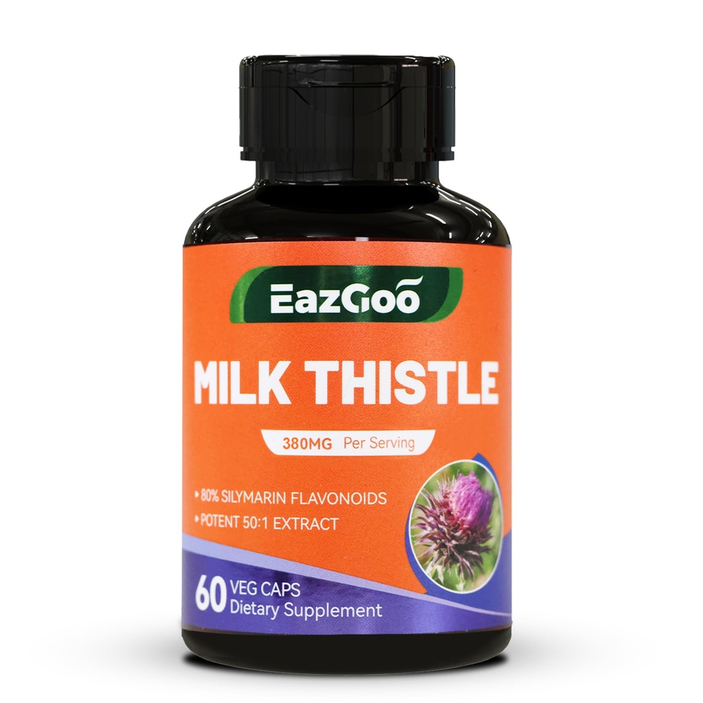 Integratore di cardo al latte,60 Capsule, Integratore di supporto al fegato, Vegan, Non OGM