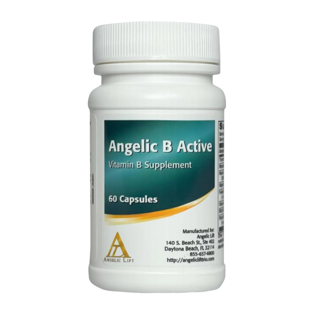 Angelic B Active – Integratore di vitamina B-Complex ad alta potenza – Forme Bioattive Comprese il metilfolato (Metafolin®) & Methylcobalamin – Energia, Mood & Nerve Support – 60 capsule
