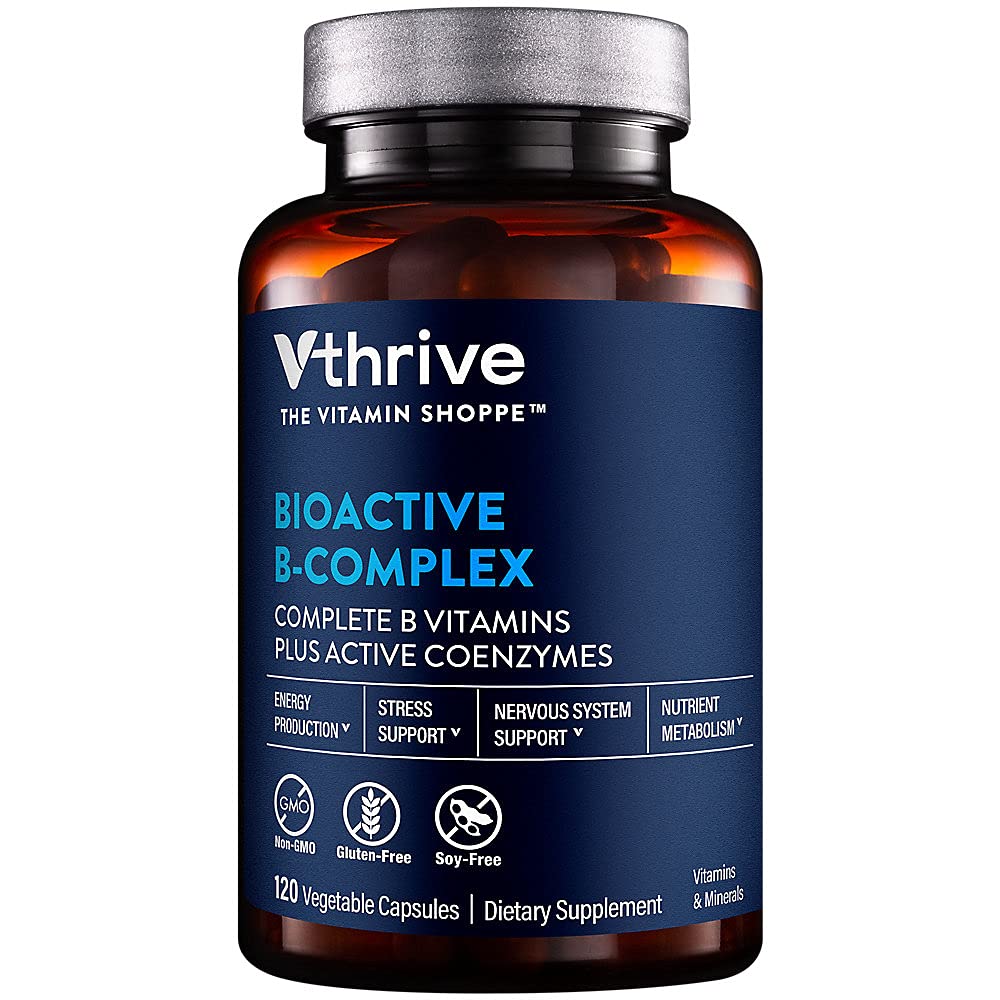 Vthrive Bioactive B-Complex - Vitamina B + Coenzimi attivi per la produzione di energia (120 capsule vegetali)