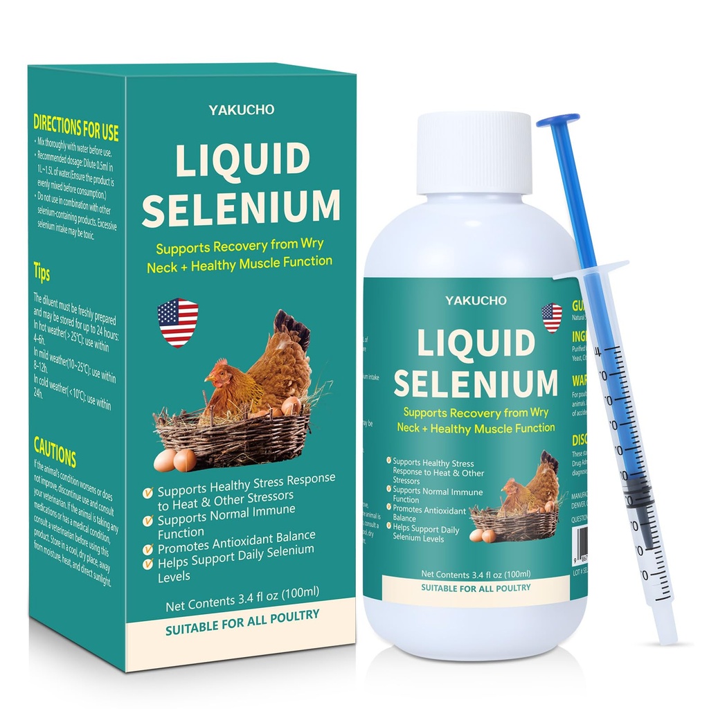 Selenio liquido per pollame Supporta la funzione del muscolo Stress Risposta Supporto antiossidante del bilanciamento immunitario Adatto per tutti i pollame 3.4 fl oz
