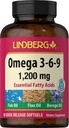 Lindberg Omega 3 6 9 integratori | 1200mg | 90 Softgels | acidi grassi essenziali | con pesce, lino e olio di borragine | Non OGM, senza glutine