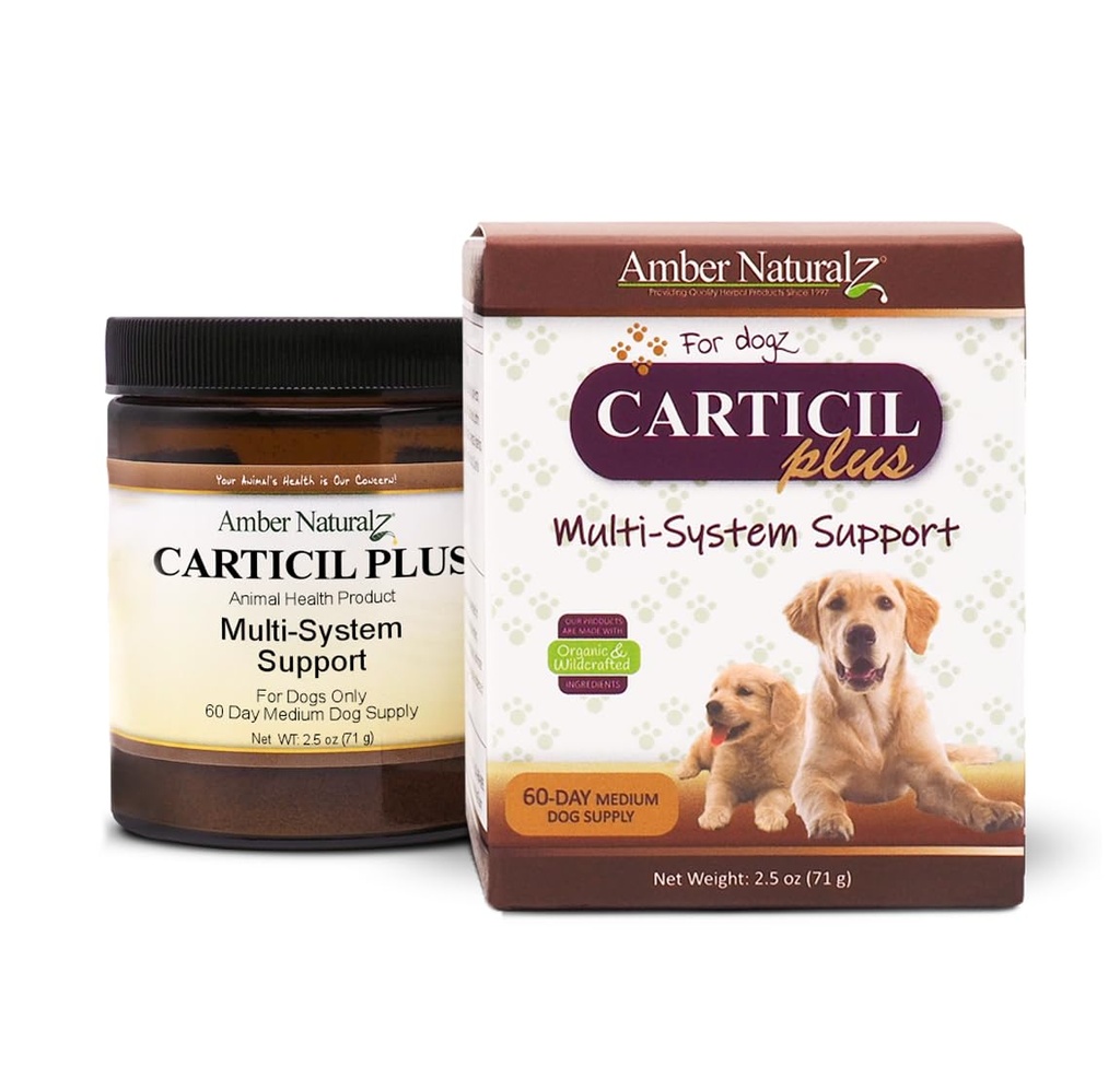 Amber NaturalZ Carticil Plus Integratore a base di erbe per cani | Supporto multi-sistema per Joint, Digestive e Immune Health | Aiuti naturali per il benessere generale e la vitalità | Alimentatore medio di cani da 60 giorni