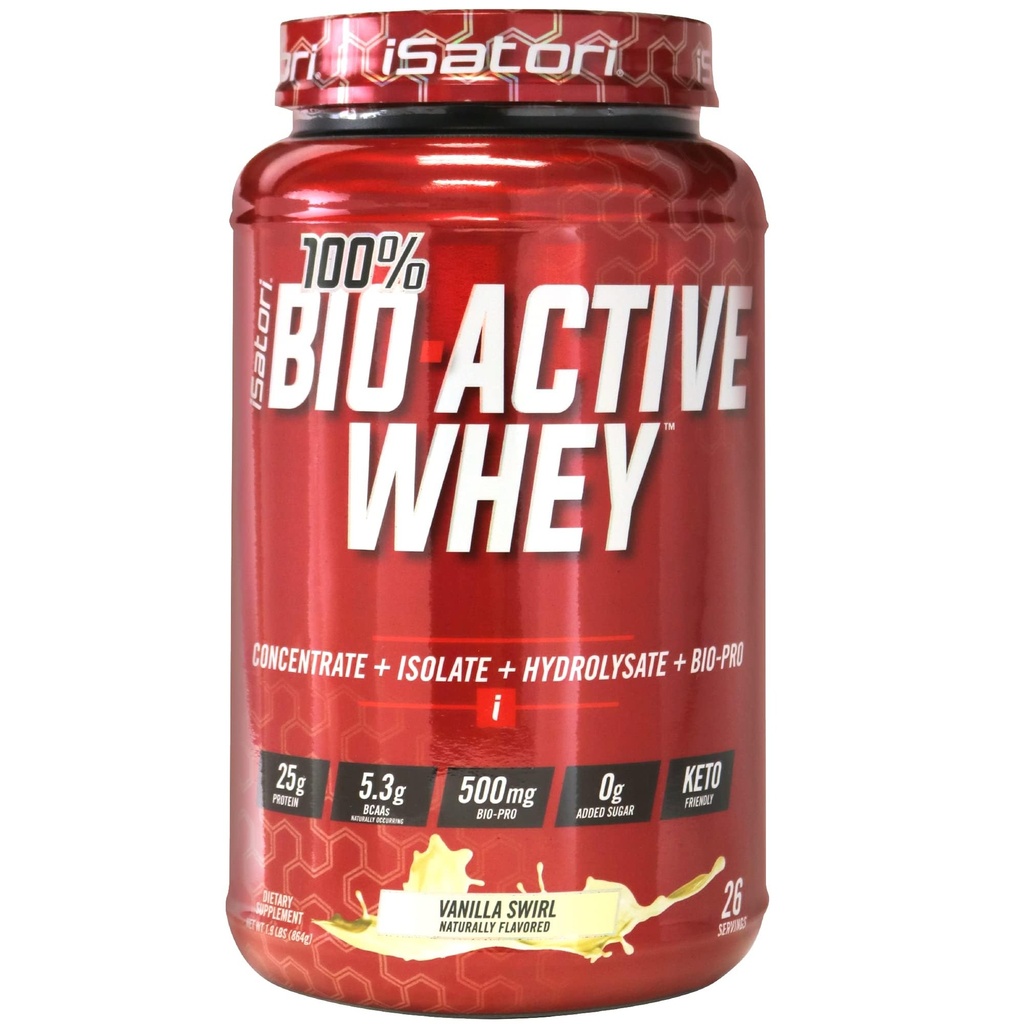 iSatori 100% Bio-Active Whey Protein Powder, Muscle Growth & Recovery with Whey Isolate, Hydrolysate, Concentrate, BCAAs & Colostrum Peptides, 25g di Protein Per Serving - Vanilla Swirl (26 Servings)