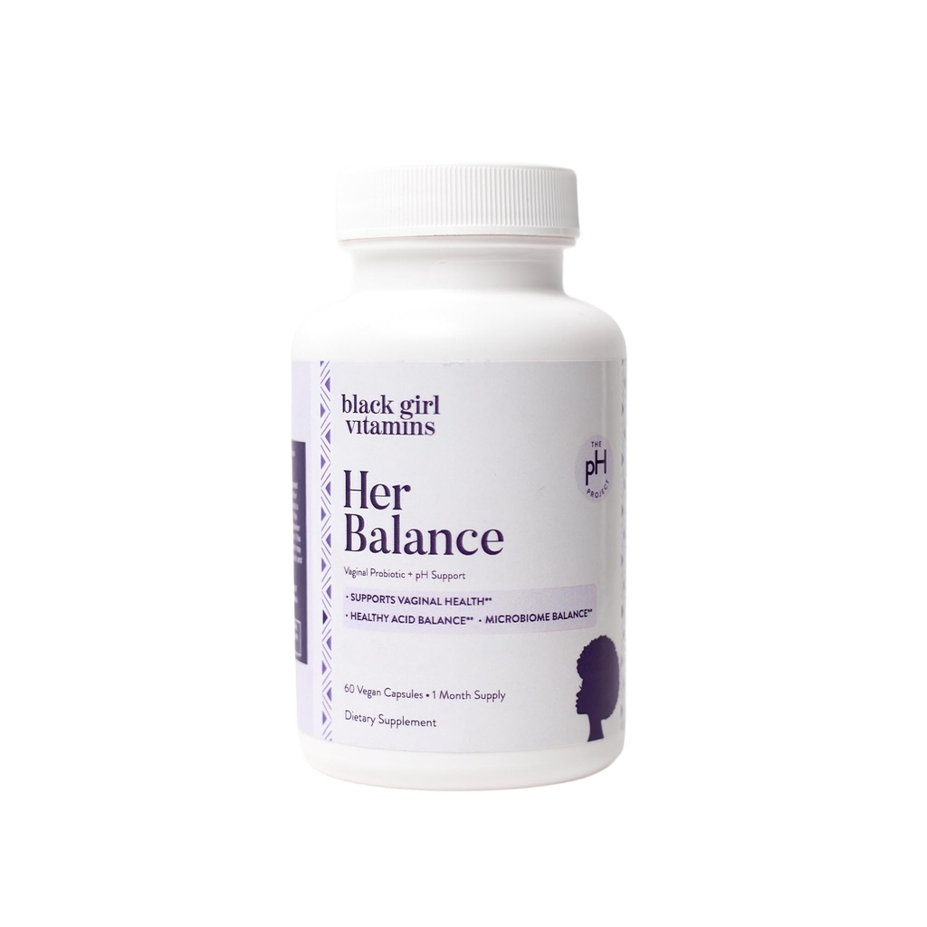 Black Girl Vitamins - Her Balance Vaginal Probiotics - Daily Microbiome Support for Women - 10 miliardi CFU Lactobacillus Crispatus & Gasseri + Herbal Blend - Vegan, Gluten-Free, Halal (30-Day Supply)