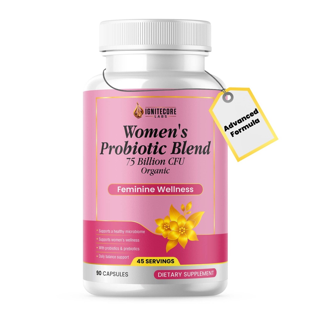 Probiotico da donna 75 miliardi di CFU – Vaginal Health & pH Balance Support – Mirtillo, Prebiotici & Organic Blend – Supporto Digestivo & Immune – Non OGM, Gluten Free – 90 capsule (45 Serve)