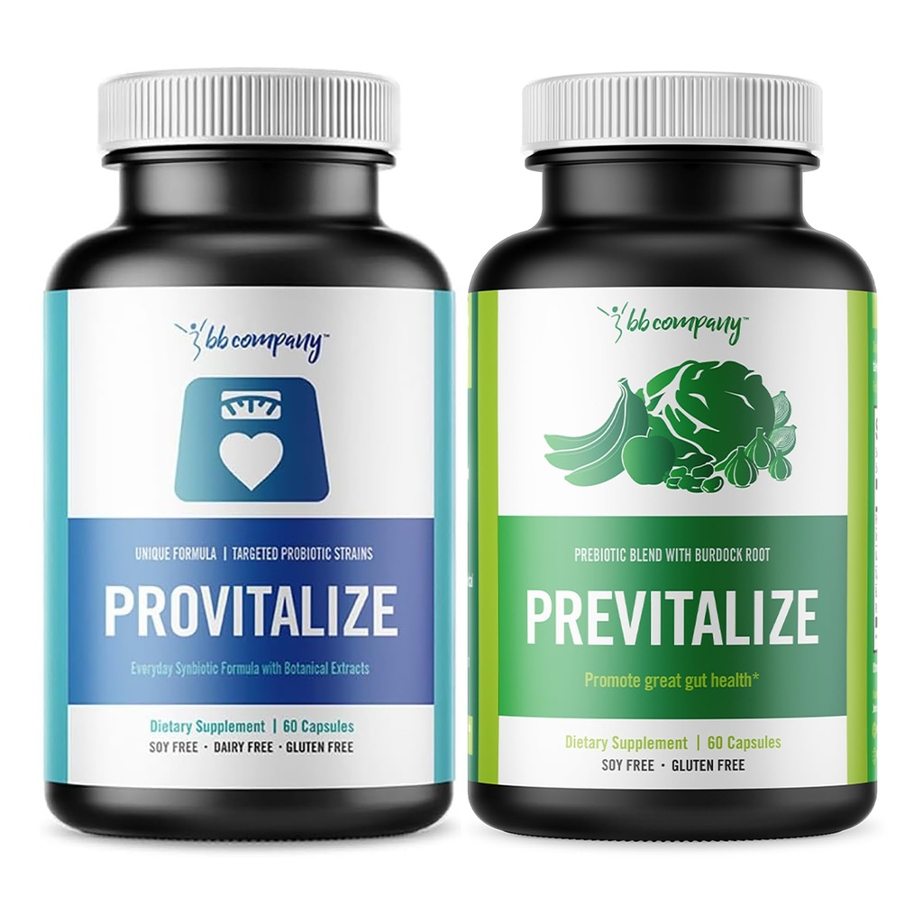 BB Company Slim Gut Bundle | Menopause Prebiotics and Probiotics for Women | Vitamine Gut per la salute digestiva | Supports Joint Health & Sexy Midsezione | Provitalize & Previtalize | Alimentazione di 30 giorni