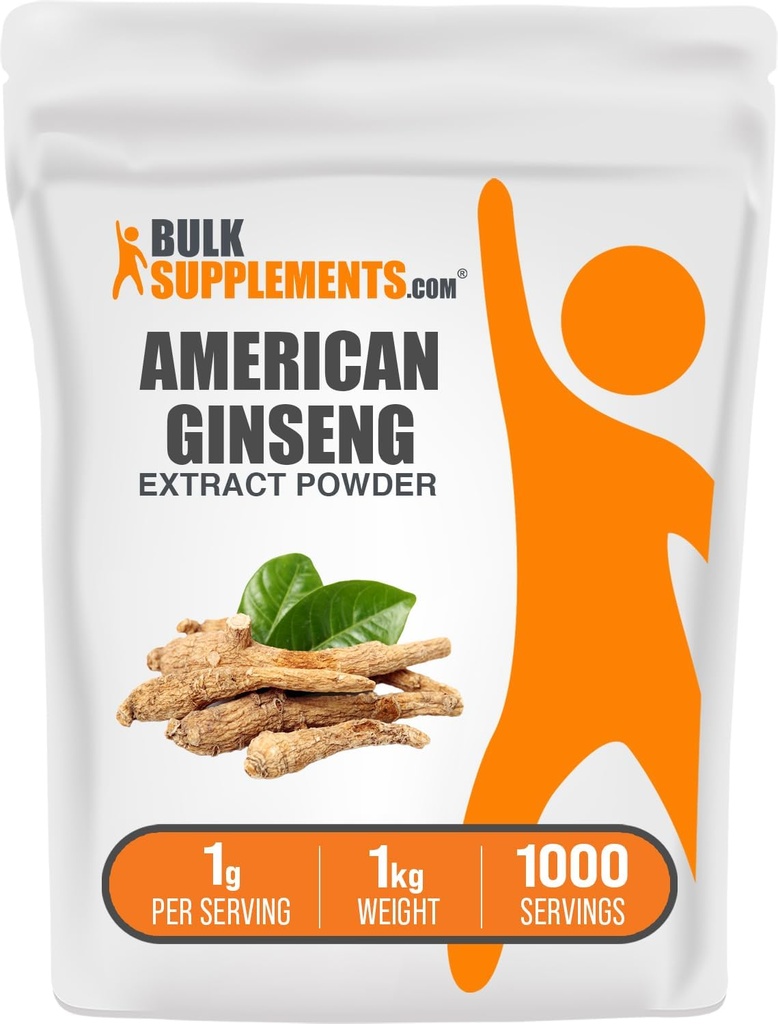BulkSupplements.com Polvere di Ginseng americana - Supplemento Ginseng, Integratori di erbe - Gluten Free, 1g per porzione, 5kg (11 lbs) (Pack of 5)