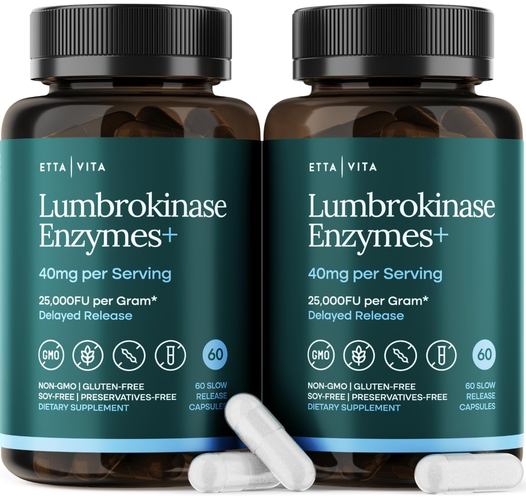 Potente Lumbrokinase Supplemento (120 Servings) 40mg/Serving (Max Activity - 800,000 Units) - Lumbrokinase Enzymes Capsules for Energy Support, Digestion, Cognition & Gut Health - Simile a Nattokinase