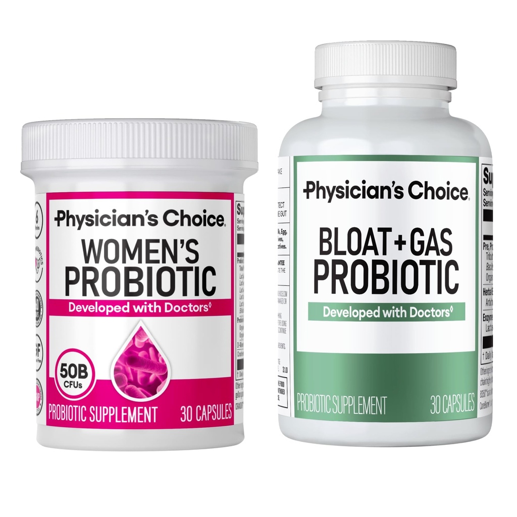 CHOICE femminile Probiotico 30ct + Bloat & Gas Probiotic 30ct - Advanced Digestive Health Bundle for Women