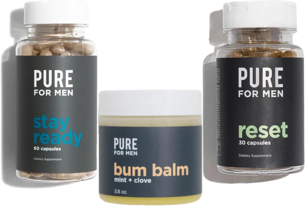 Puro per gli uomini rimanere pronto fibra (120 conteggio), Bum Balm & Reset (30 conteggio) Bundle