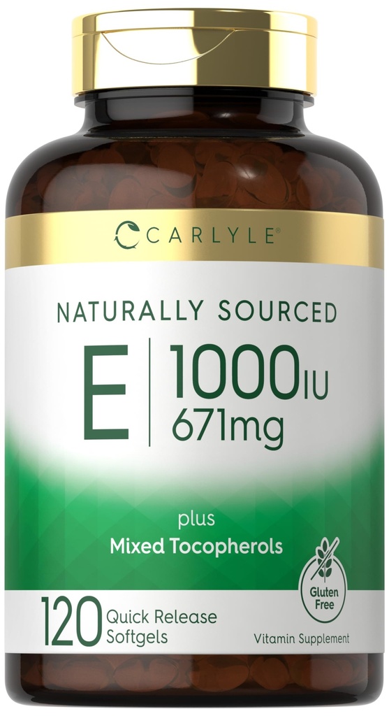 Carlyle Vitamin E con Tocoferoli Misti | 1000 IU | 120 Softgels | Supplemento naturale | Formula Non OGM e Gluten Free