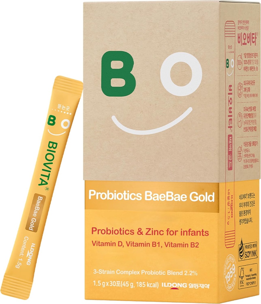 Polvere di probiotici del bambino (30 Sticks, 30 giorni) - Supporto sistema immunitario e digestivo sano, supplemento per bambini e neonati. Vitamina B, Vitamina D, Zinco