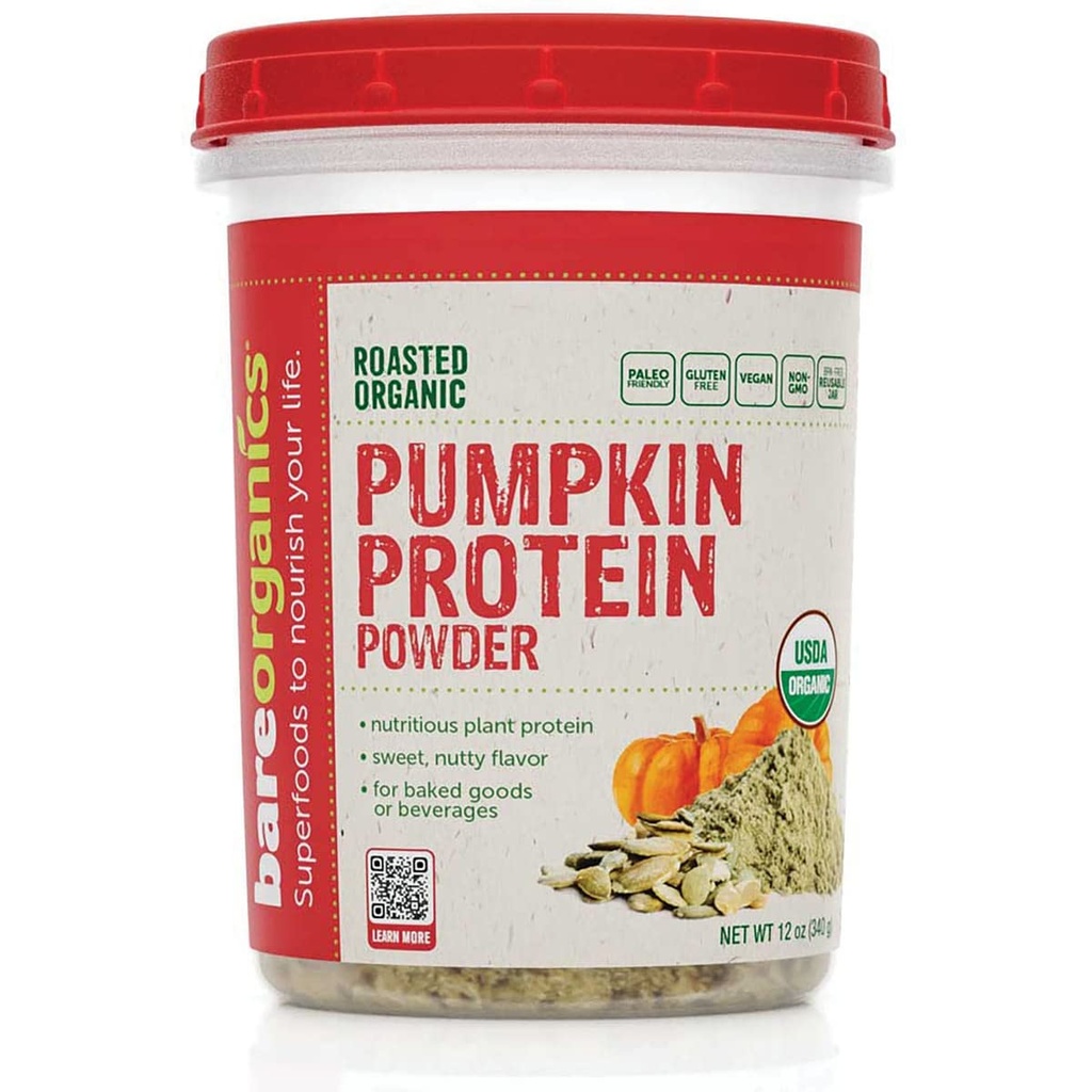 BareOrganics polvere di proteine della zucca, 12 oz
