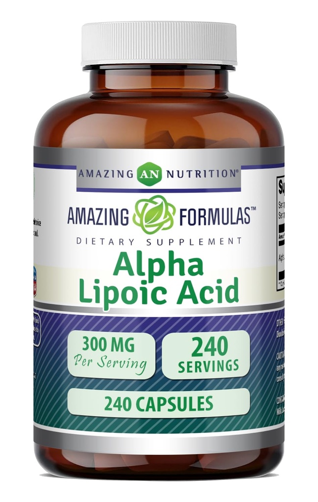 Incredibile Formulas Alpha Lipoic Acid 300 mg Capsule Supplemento | Non OGM | Gluten Free | Made in USA (240 Count)