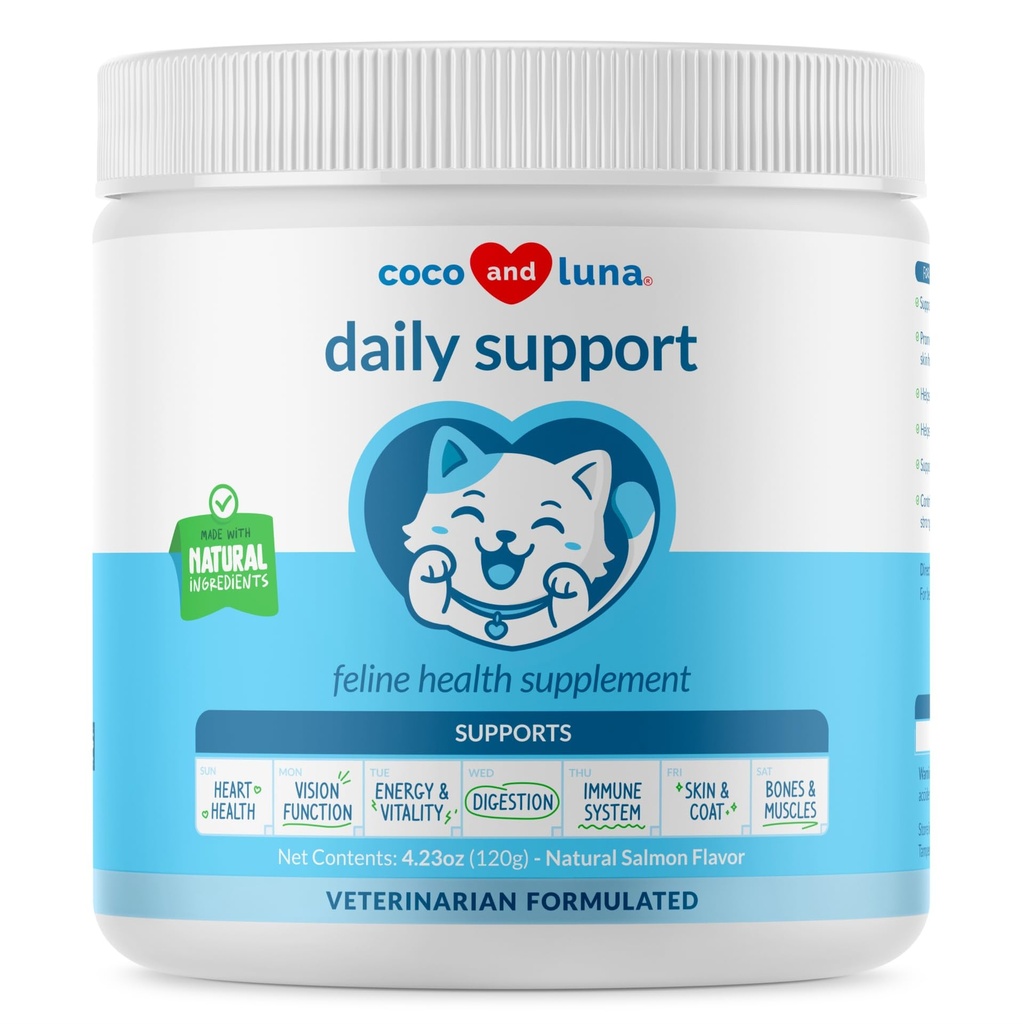 Multivitamina per gatti - 4oz Polvere - L-Lysine, Taurina e Spirulina per il supporto immunitario e la salute degli occhi - Fish Oil & Vitamins for Skin and Heart Health. (per i gatti)