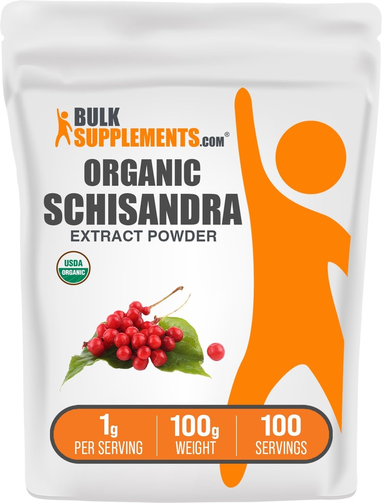 BulkSupplements.com Polvere di Estratto di Schisandra Organico - Schisandra Supplemento, da Bacche di Schisandra, Integratore di erbe - Gluten Free - 1g per Serving, 100g (3,5 oz) (Pack of 1)