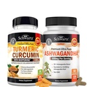 Extra resistenza Ashwagandha capsule (2 mesi di alimentazione) Plus curcumina curcuma erboristica con pepe nero estratto 1500mg Complesso (taglia triale)