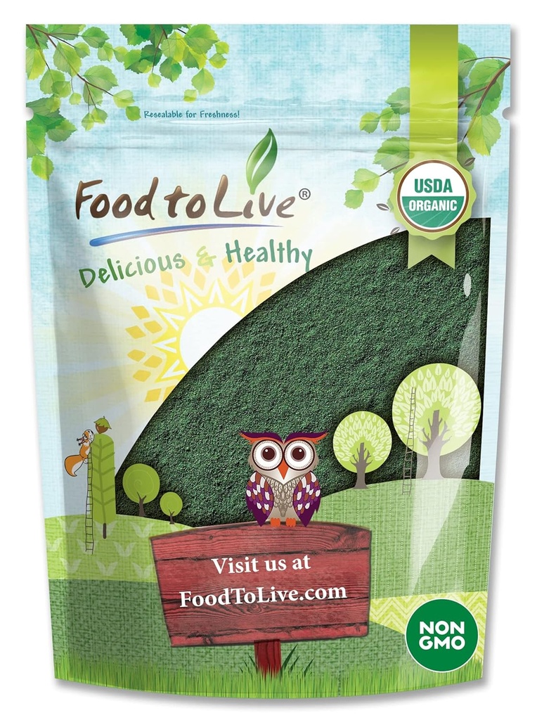 Cibo per vivere la polvere di Spirulina Organica, 4 Pounds — Non OGM, Kosher, Raw alghe blu-verde, Superfood Vegan, Bulk, Non Irradiated, Pure Vegan Green Protein, Ricco di vitamine e minerali, Grande per Bevande