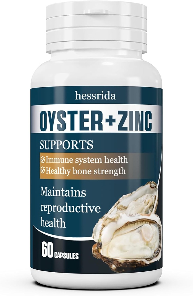 Estratto di ostriche capsule con polvere di zinco, integratori di ostriche per gli uomini e le donne, pillole naturali e sicure di ostrica, aiuto sistema immunitario, sistemi riproduttivi e salute di resistenza di ossa, 60 capsule