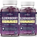 NUOVO AGE (2-Pack) Premium Elderberry Gummies per adulti Bambini con vitamina C, Zinco, Propolis - Sambucus Black Elderberry Gummy Extract - Gluten Free & Vegetariano - 120 Gummies