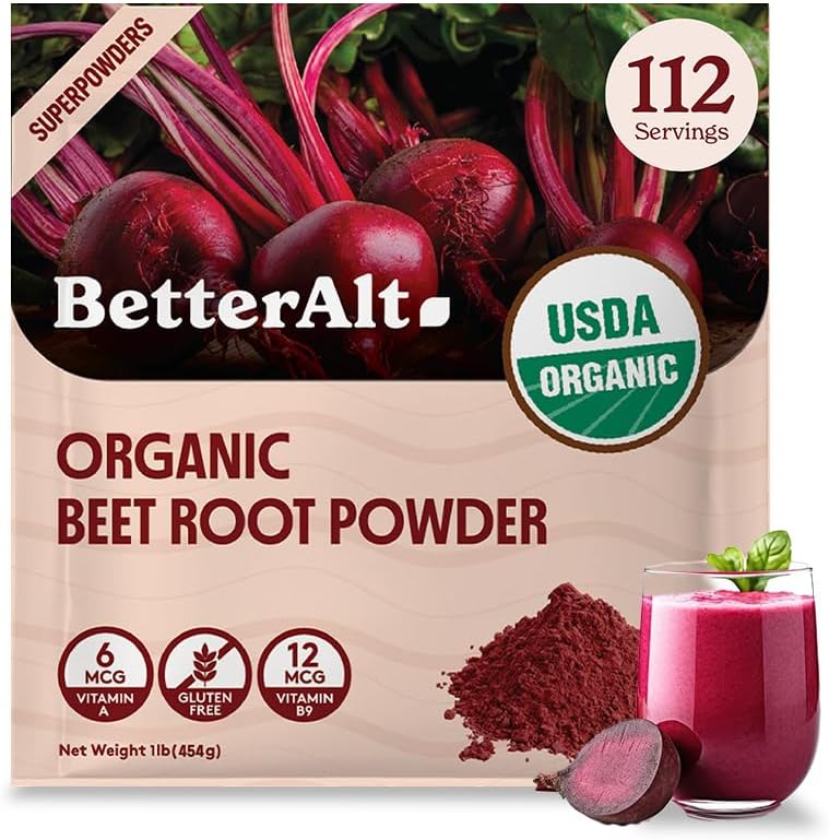 Polvere di radice di barbabietola biologica migliore, certificato USDA - Supplemento di ossido nitrico, Superfood di succo di barbabietola per il cuore sano, supplemento di barbabietola, polvere di barbabietola - 112 Servings, 1 lb
