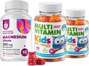 Bambini Multivitaminici Gummies 14 Vitamine Essenziali e Magnesio Gummies Senza Zucchero - Supplemento giornaliero Vitamina A,C,D,E Vegetariano B6&B12,Zinc,Biotin con Zucchero Senza Magnesio Cuciture Calma per Bambini &Adults