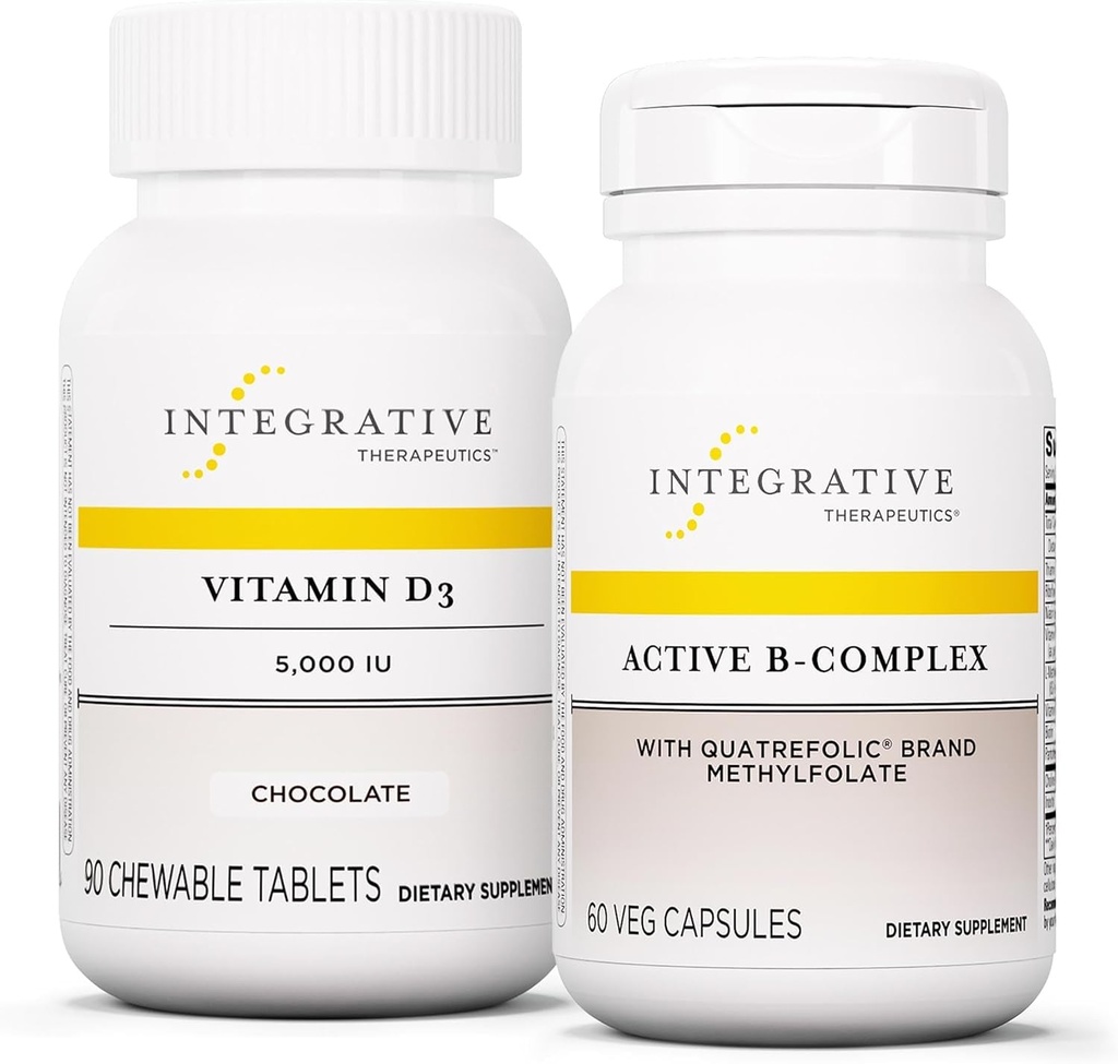 Terapeutica Integrativa Bundle con Active B-Complex, 60 capsule & Vitamina D3 125 mcg, 90 Chewables - Active B-Complex per sostenere il metabolismo energetico* - Vitamina D3 per sostenere la salute dei ossa*