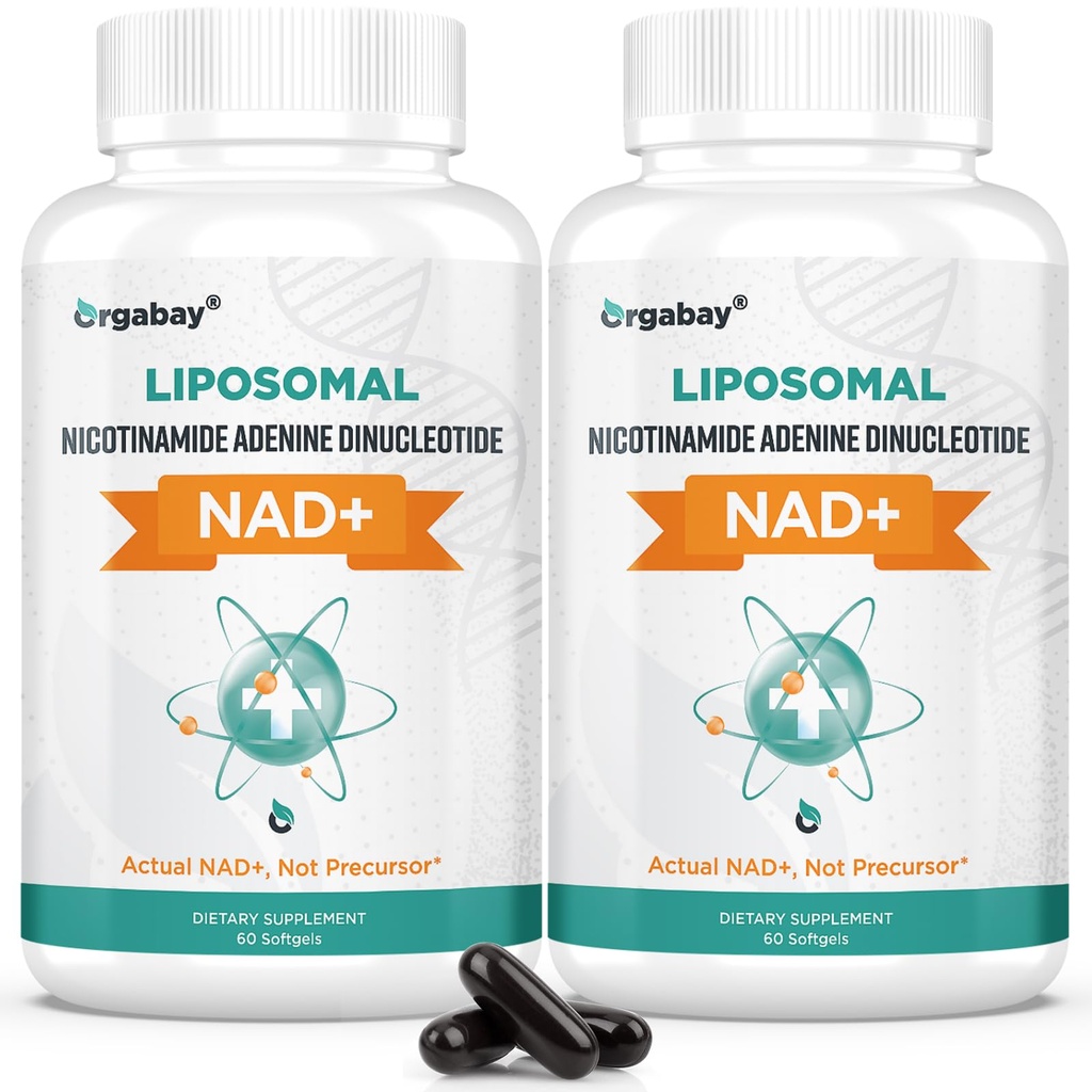 Orgabay Liposomal NAD+ Supplemento 500 mg, ad alto assorbimento, Boost NAD+ con TMG 250 mg, NAD effettivo più efficiente di Nicotinamide Riboside, Supporta energia cellulare, Invecchiamento sano | 120 Softgels