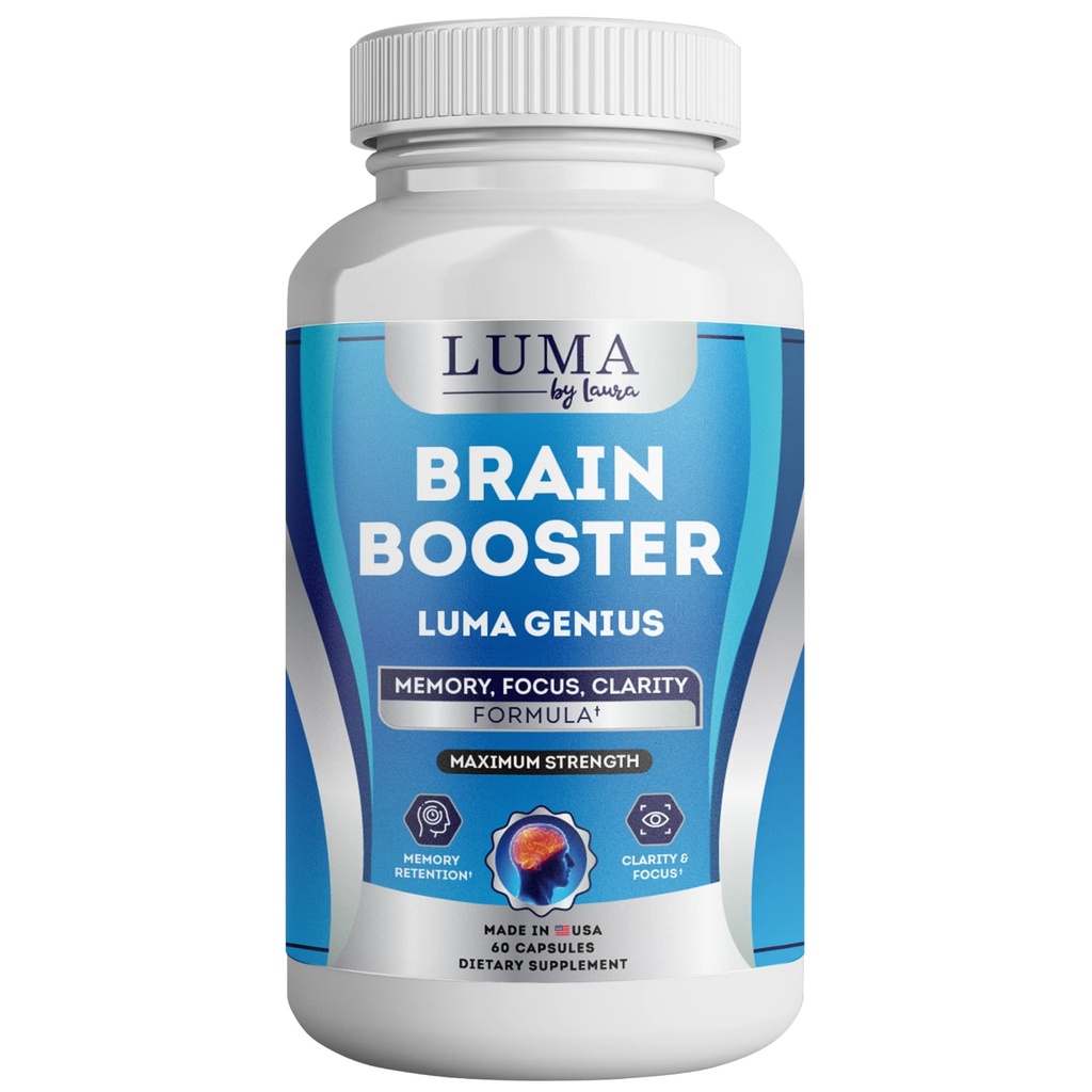 Integratore di supporto del cervello per Clarity, Memoria, Mood, Focus, Prestazioni Mentali - Nootropic naturale per funzione cognitiva - con GABA e Estratto di tè verde - 60 capsule
