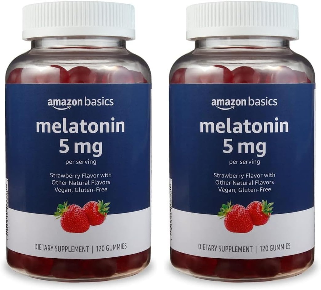 Melatonina 5mg, 120 Gummies (2 per Serving), Fragola (Precedentemente Solimo) (Pacchetto di 2)
