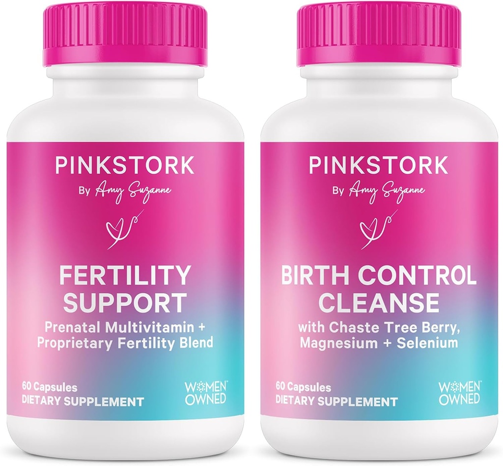 Supporto per la gravidanza e la fertilità della cicogna rosa – Vitex, Inositol, Folate – Detergente per il controllo della nascita – 2 Pack