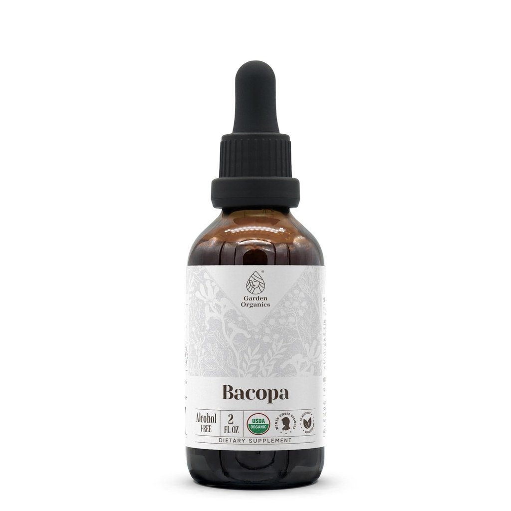 Bacopa USDA Organic | Estratto privo di alcol, Gocce di erbe organiche, Supplemento, Rilassamento, Effetto cognitivo positivo | Tintura Fatto da 100% Bacopa organica (Bacopa Monnieri) Erbe secca 2 oz