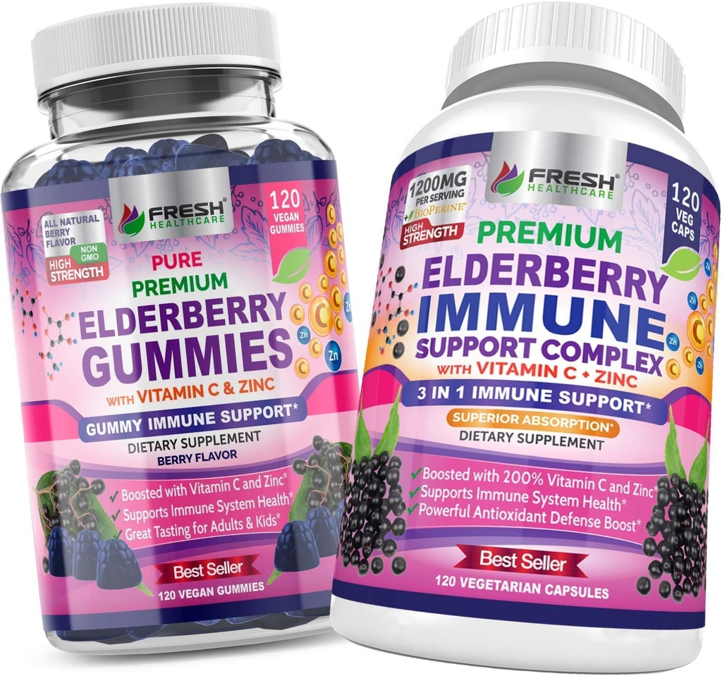 FRESH HEALTHCARE Elderberry Gummies e Elderberry Immune Support Complex