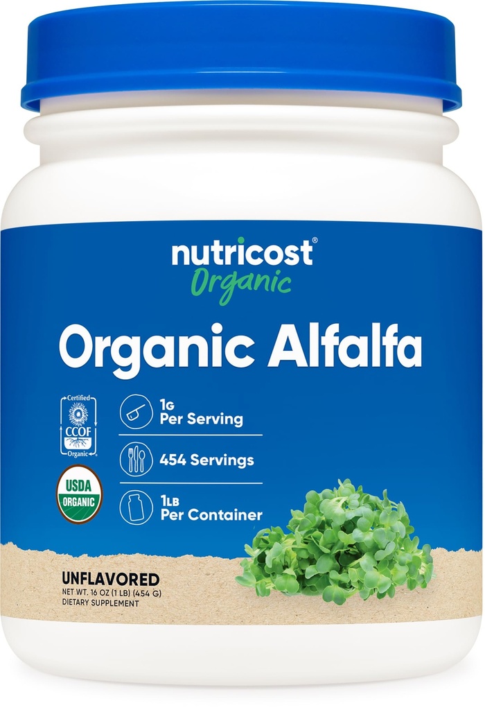 Nutricost Organic Alfalfa Polvere 1LB - USDA Certificato 100% biologico, vegetariano, non OGM, senza glutine