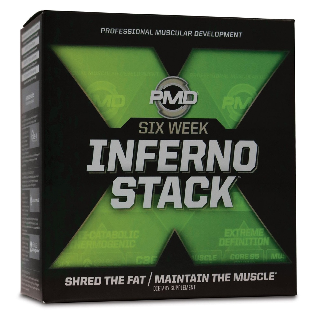 PMD sport Six Week Inferno Stack - Massima resistenza Fat Burner e CLA Omega Fatty Acid per perdere grasso rapidamente e aumentare il tono muscolare - Arsenal X Inferno/120 Gel liquidi, Omega Cuts Elite/180 Softgels