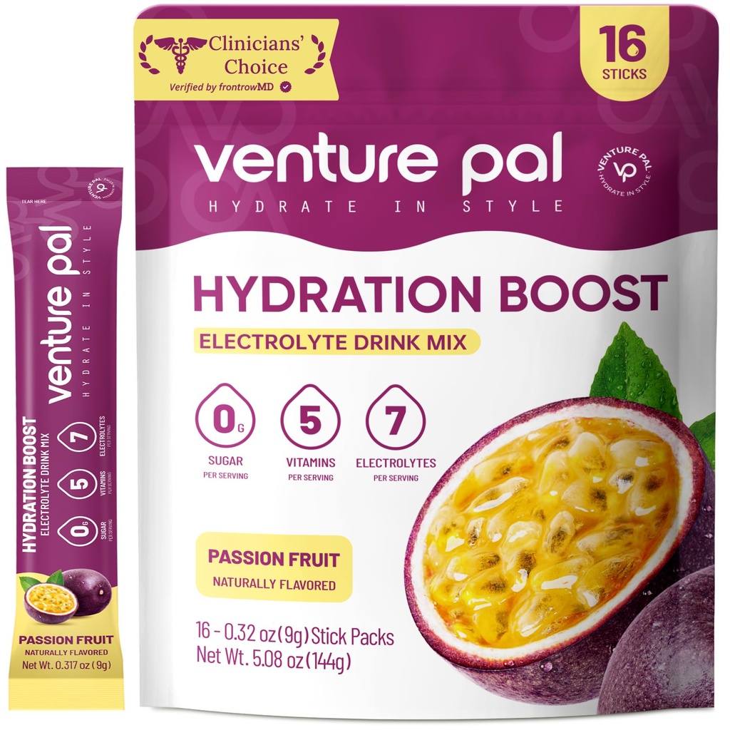 Imballaggio della polvere dell'elettrolita senza zucchero di Venture Pal - Liquid Daily IV miscela di bevanda per l'idratazione rapida e il recupero del partito | 5 vitamine & 7 elettroliti| Keto Friendly | Non OGM | Vegan certificato | 16 Sticks
