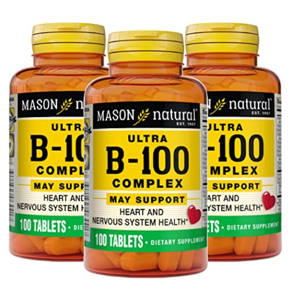 MASON NATURAL Ultra B,100 Complex, 300, alimentazione giornaliera, per il normale supporto immunitario e il metabolismo energetico, 3 Pack