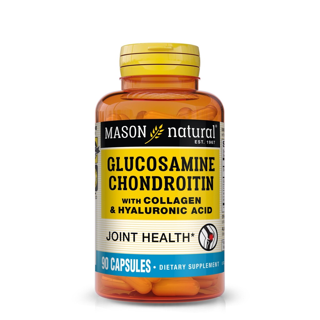 MASON Glucosamina NATURAL Condroitina con Collageno e acido ialuronico, capsule di alimentazione da 45 giorni per giunto normale, mobilità, flessibilità e supporto invecchiante, 90 capsule