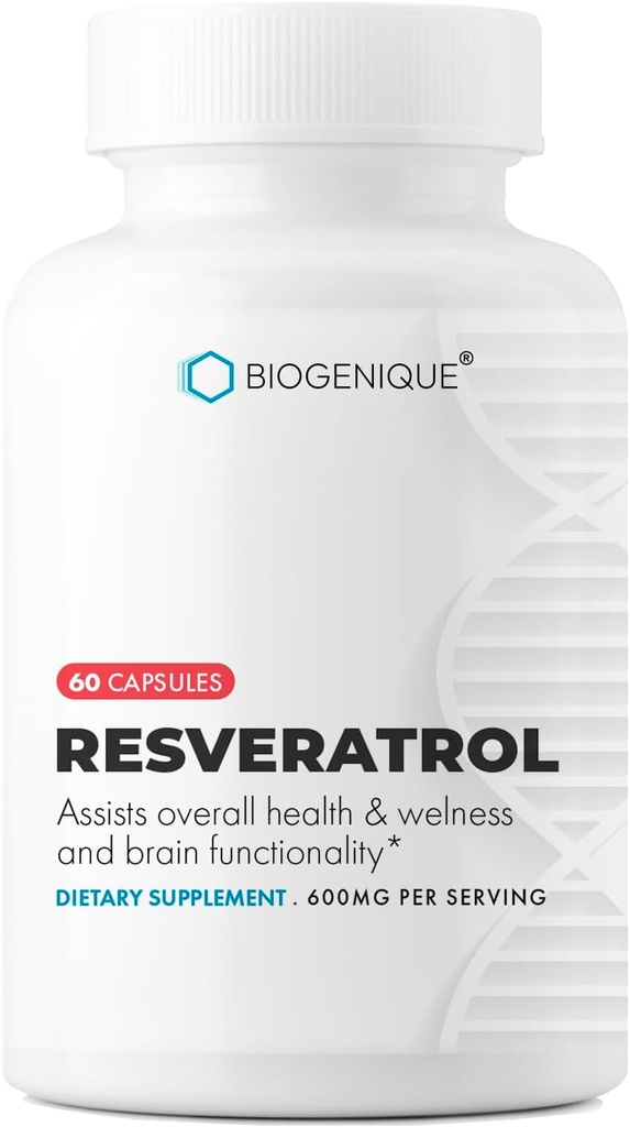 Resveratrolo 600mg Potente Antiossidanti & Trans-Resveratrolo da Estratto di Radice di Polygonum, promuove Anti-invecchiamento & supporto cardiovascolare, 60 capsule - Made in USA - Vegan, Non OGM, Gluten Free