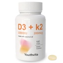 d3 k2 Vitamina 10000 iu, 180 Softgel olio di cocco | 2 in 1 Vitamine Supplemento D3 10000 IU & K2 (MK7) 200 mcg, Facile da ingoiare, Supporta l'assorbimento di calcio, Bone Immune, & Heart Health