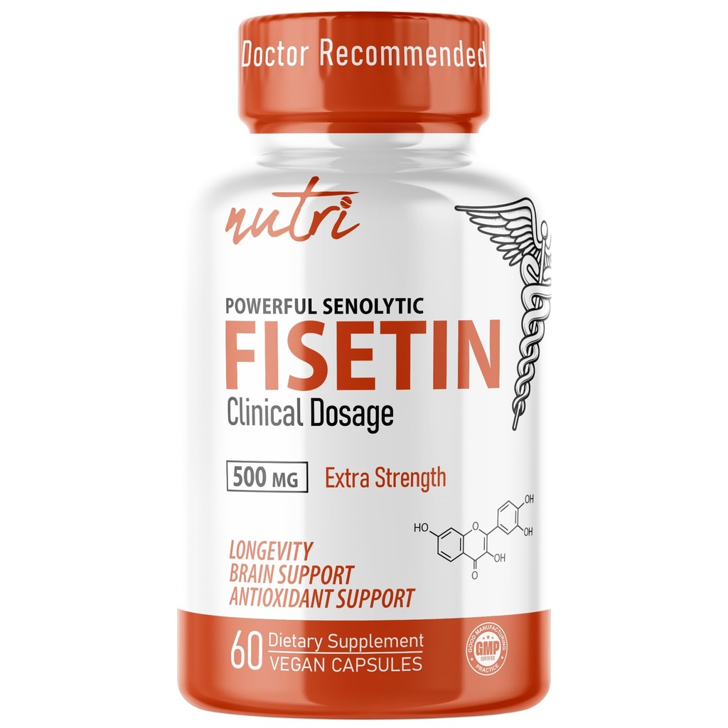 Fusioni di natura Nutri Fisetin 500mg 60 Count - Dosaggio Clinico - Integratori di Fisetin - Potente Attivatore senolitico, Antiossidante, & Supporto del cervello - Polifenoli naturali - 60 Conteggio