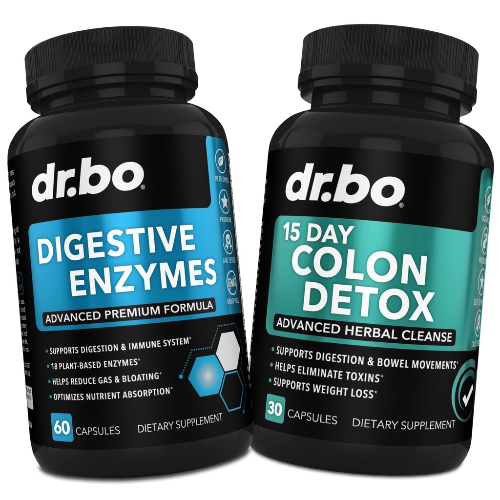 Detox Digestivo Enzimi & Colon Cleanser - Supplemento Digestione & 15 giorni Pillole Detergenti Intestinali per Donne & Uomini - Lassativo Naturale Veloce per il Rilievo di Costipazione & Bowel