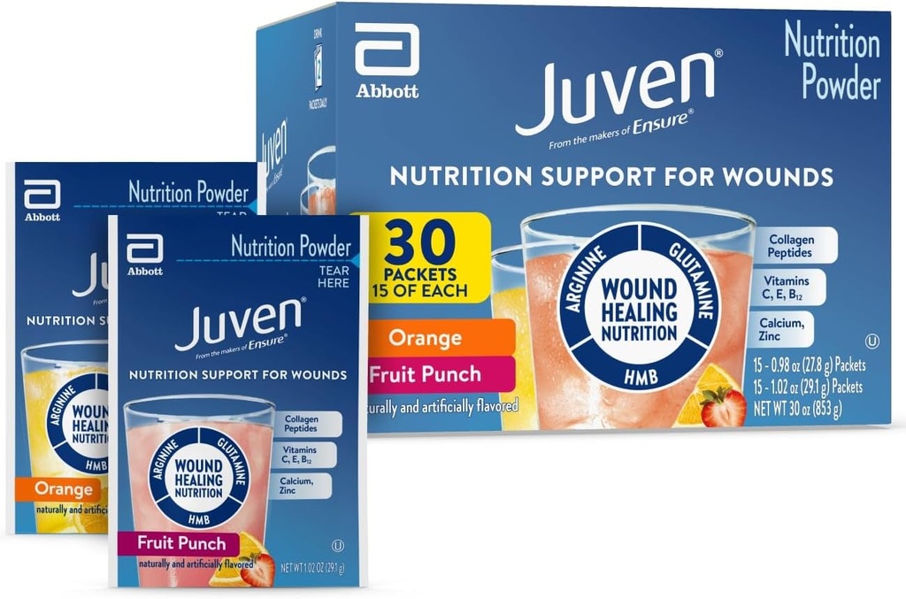 Polvere di bevanda terapeutica del succo di Nutrition Compresi peptidi del collagene, aminoacidi e HMB per il supporto di guarigione dei feriti, pacchetto di varietà: Punch di arancio e di frutta, 30 pacchetti